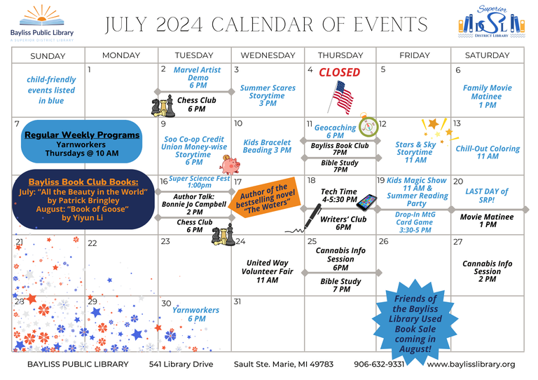 Bayliss Public Library calendar of events