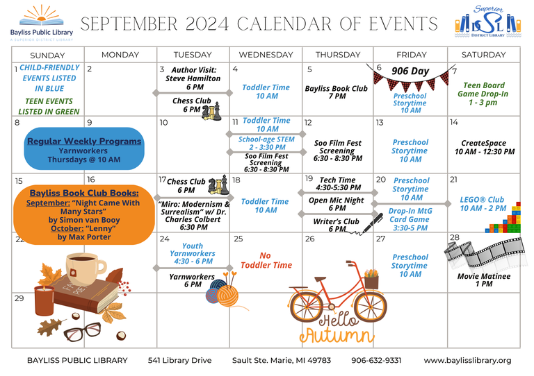 Bayliss Public Library calendar of events